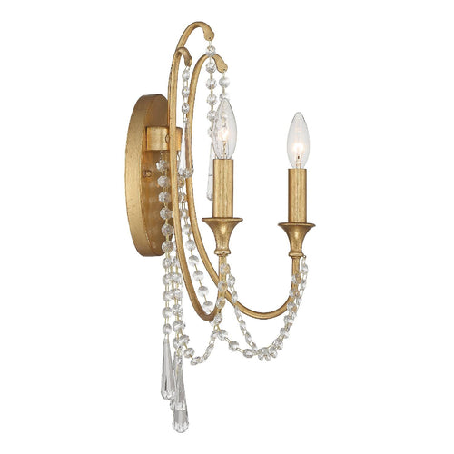 2 Light Antique Gold Wall Mount M132
