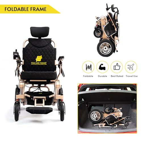 Lightweight Foldable Electric Wheelchair with Blue Seat Y3139