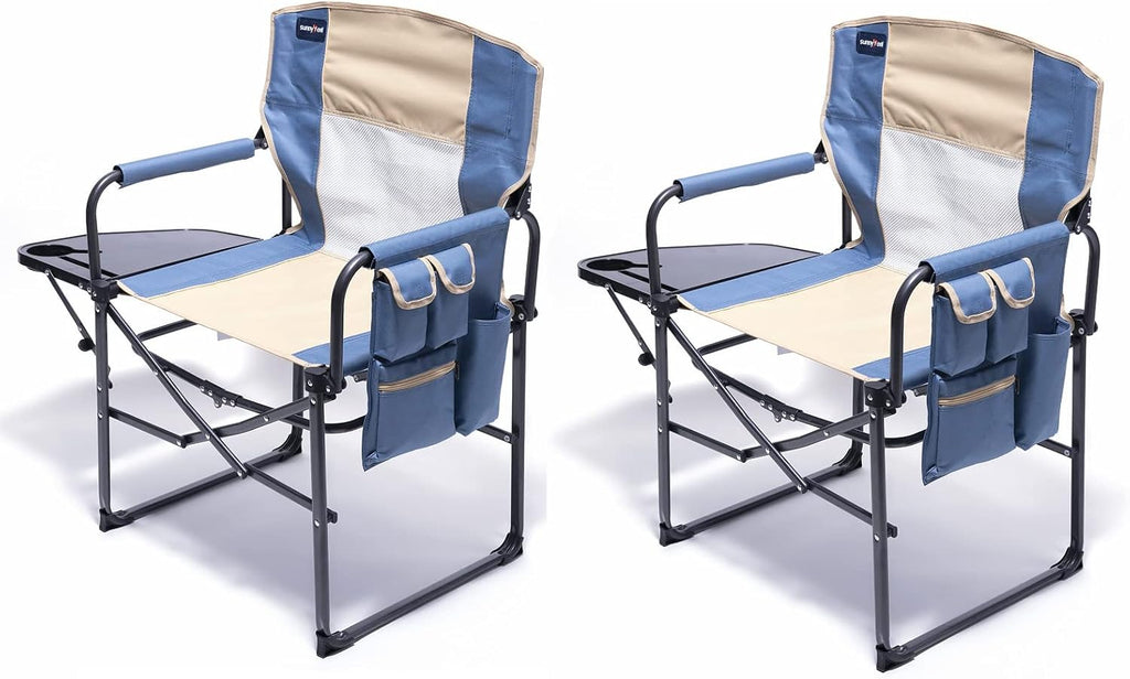 Heavy Duty Oversized Portable Folding Chair with Side Table W82821