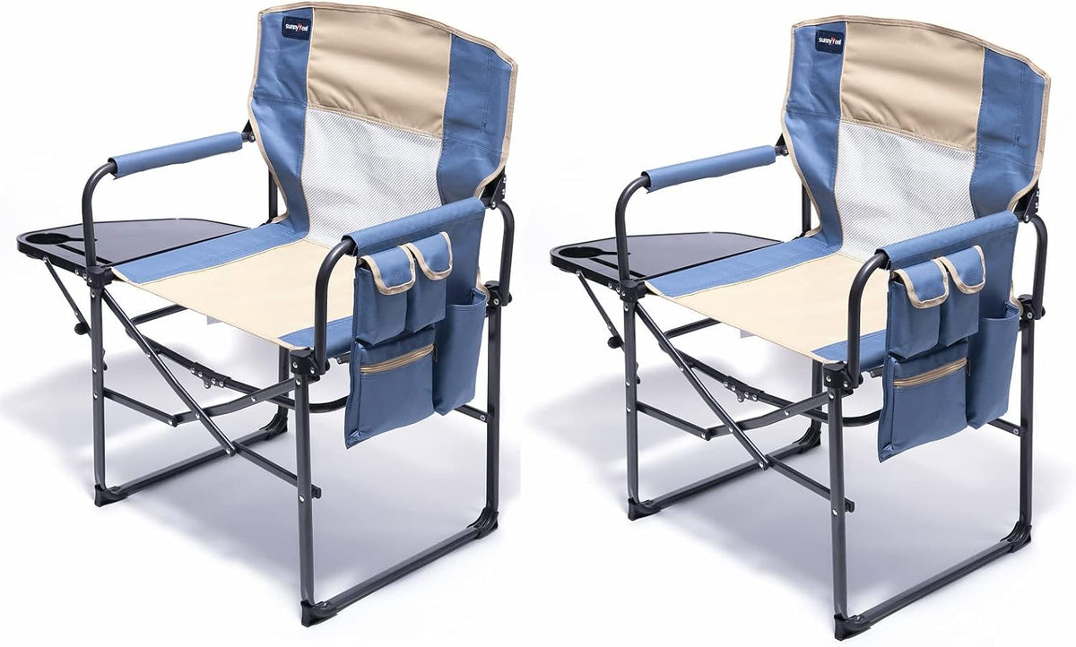 Heavy Duty Oversized Portable Folding Chair with Side Table W82821
