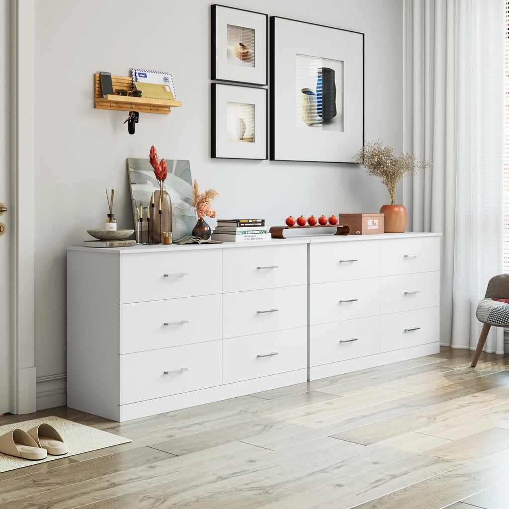 White 6 Drawer Wood Dresser M507