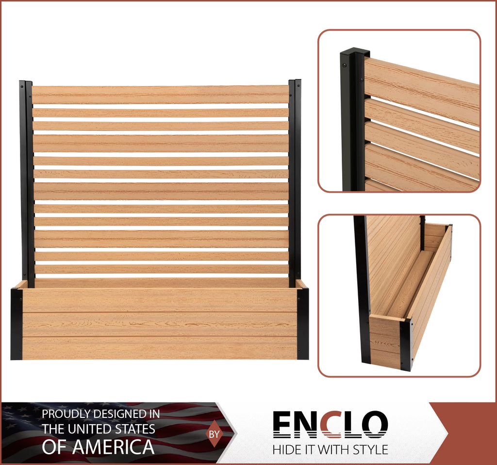 Freestanding Vinyl Outdoor Privacy Screen and Planter Box Kit C693