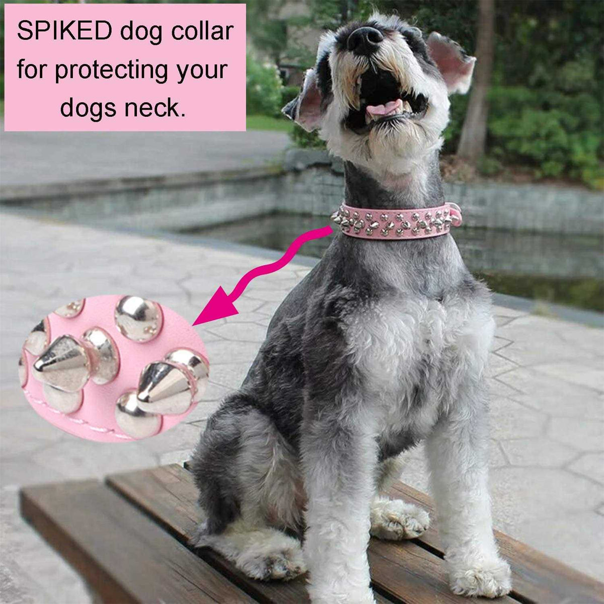 Adjustable Leather Spiked Studded Dog Collars U269688