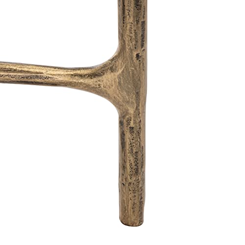 Brass Metal Tempered Glass Top Square End Table U26973