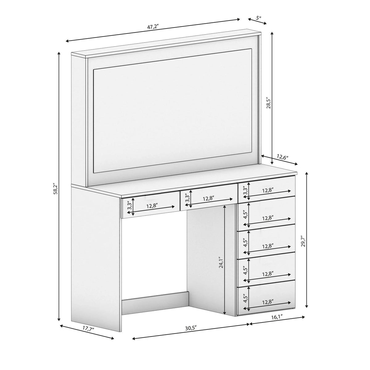 Modern Lighted Vanity Set with Mirror V610530