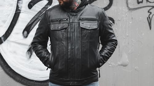 Men's Motorcycle Biker Riding Leather Jacket R970