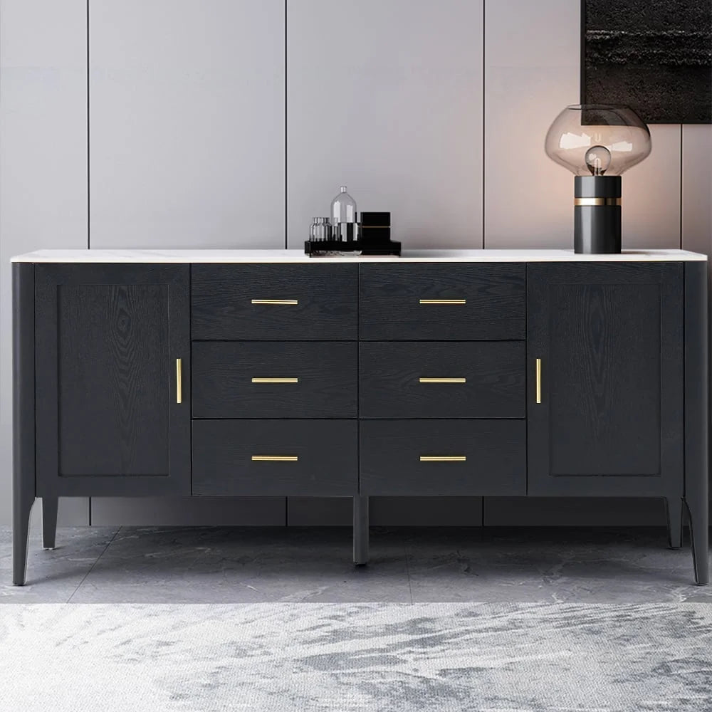 Black Sideboard Buffet with Sintered Stone Top S668274