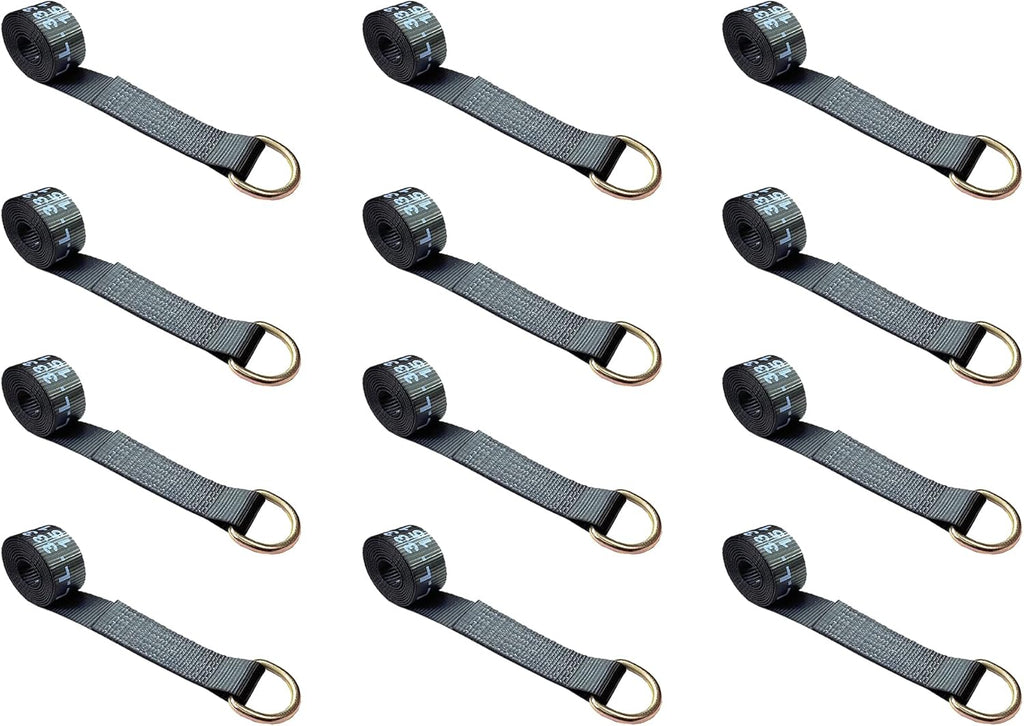 2.5 oz x 10 ft D-Ring Lasso Strap Tie Down (Yellow, 10 - Pack) Q12572