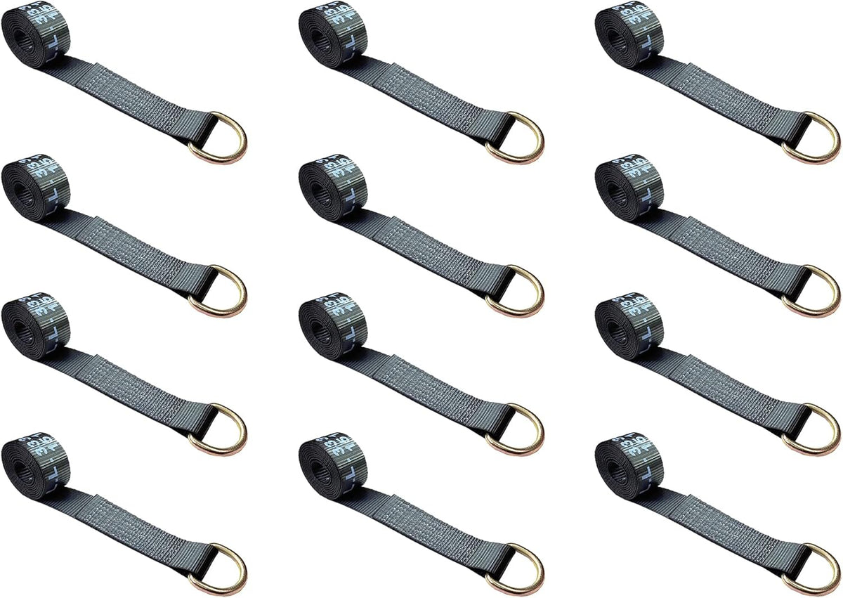 2.5 oz x 10 ft D-Ring Lasso Strap Tie Down (Yellow, 10 - Pack) Q12572