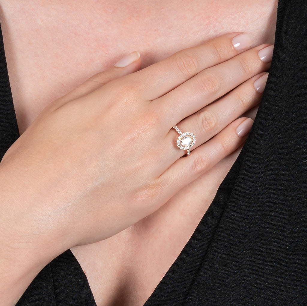 Oval-cut Halo Engagement Ring L912
