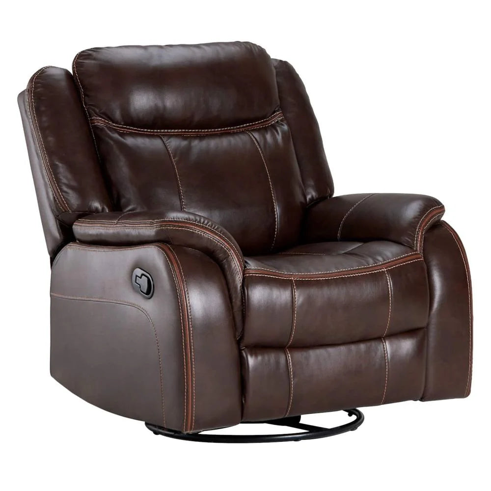 Brown Faux Leather Reclining Swivel Chair V44117