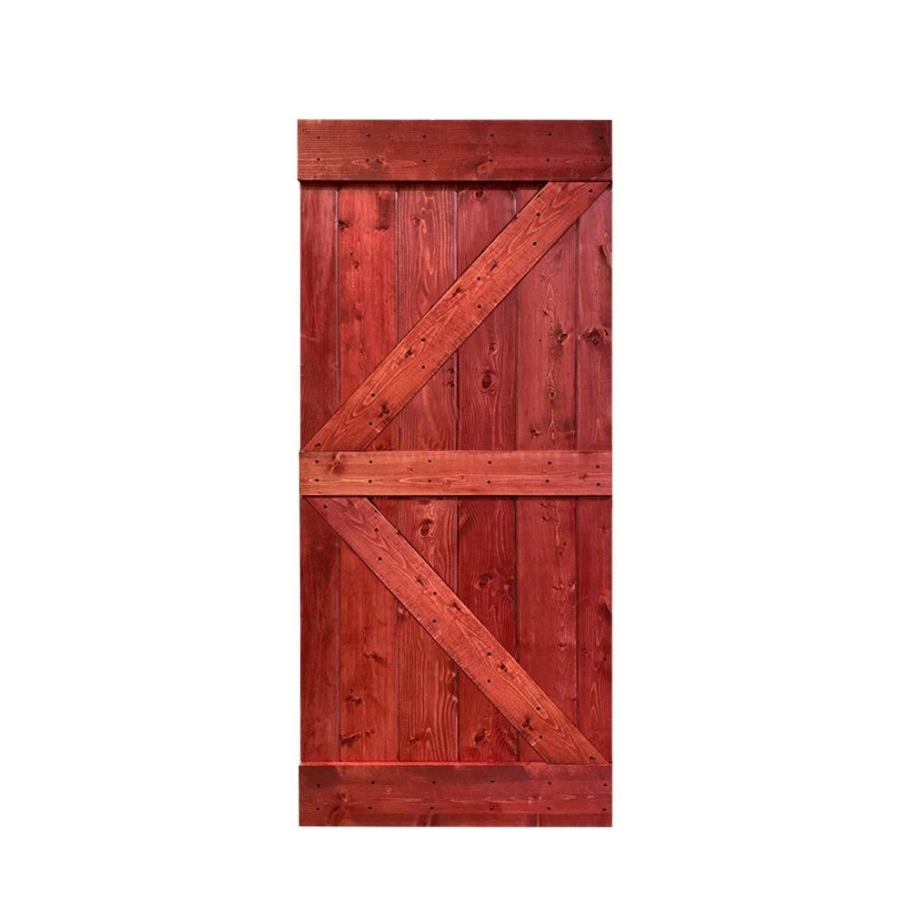 Sage Green Stained Solid Pine Wood Interior Sliding Barn Door Slab Q85740