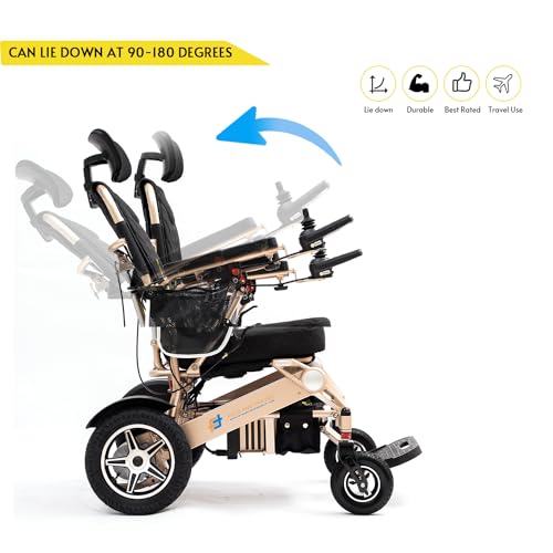 Lightweight Foldable Electric Wheelchair with Blue Seat Y3139