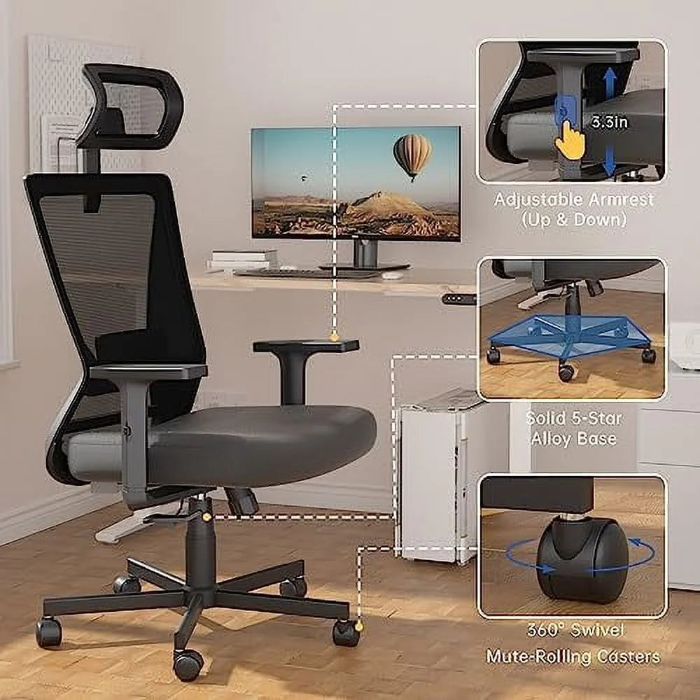 Black Ergonomic Mesh Office Chair with Lumbar Support Y279