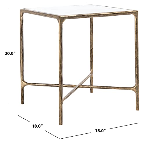 Brass Metal Tempered Glass Top Square End Table U26973