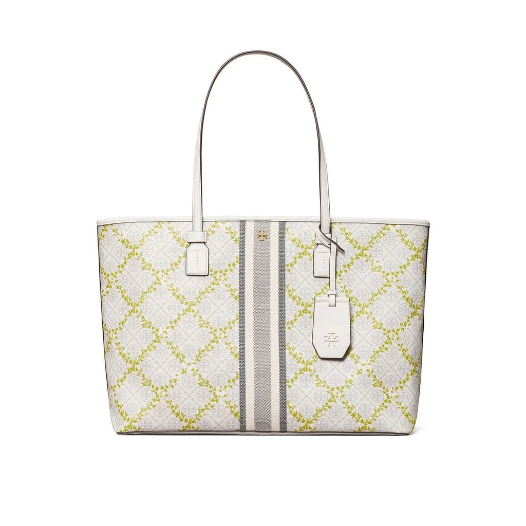 T Monogram Canvas Floral Vine Top-Zip Tote Bag O252