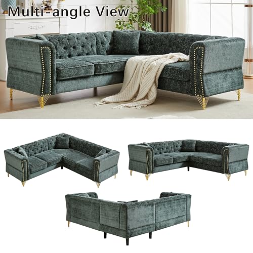 81.5" Chenille L-Shaped 5-Seater Sectional Sofa with 3 Cushions (Gray) J591463