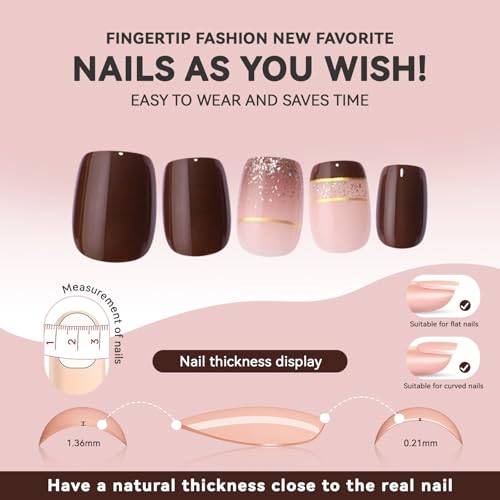 Short Square Press on Nails Set with Stickers B286418