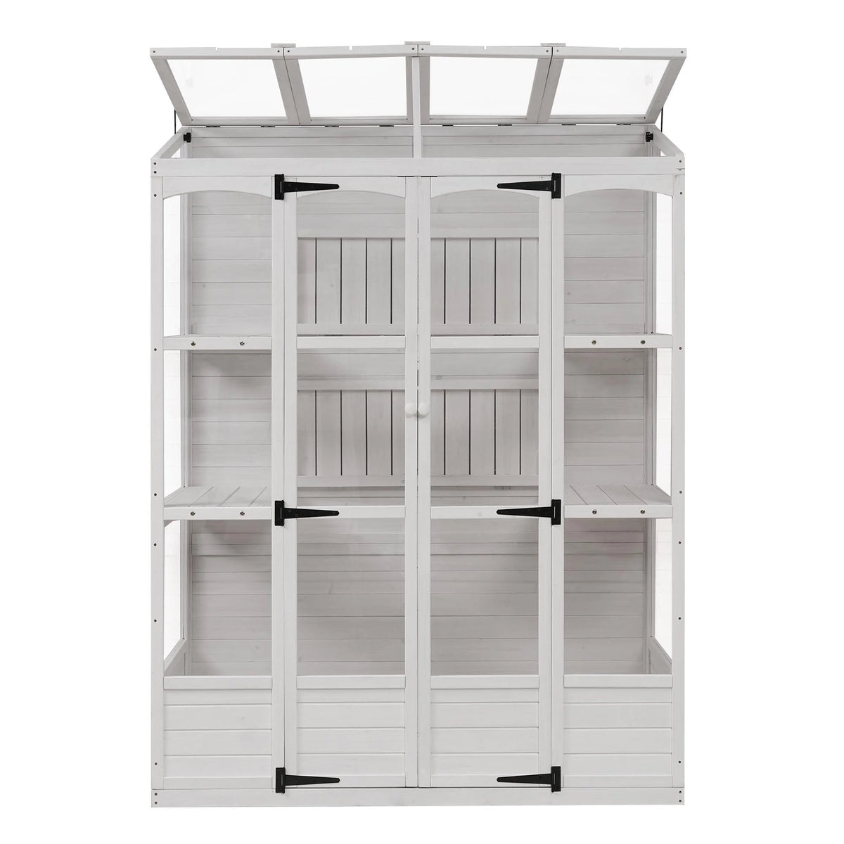 57.9"W x 29.1"D x 78.1"H Polycarbonate Greenhouse with Folding Shelves and Windows W64954