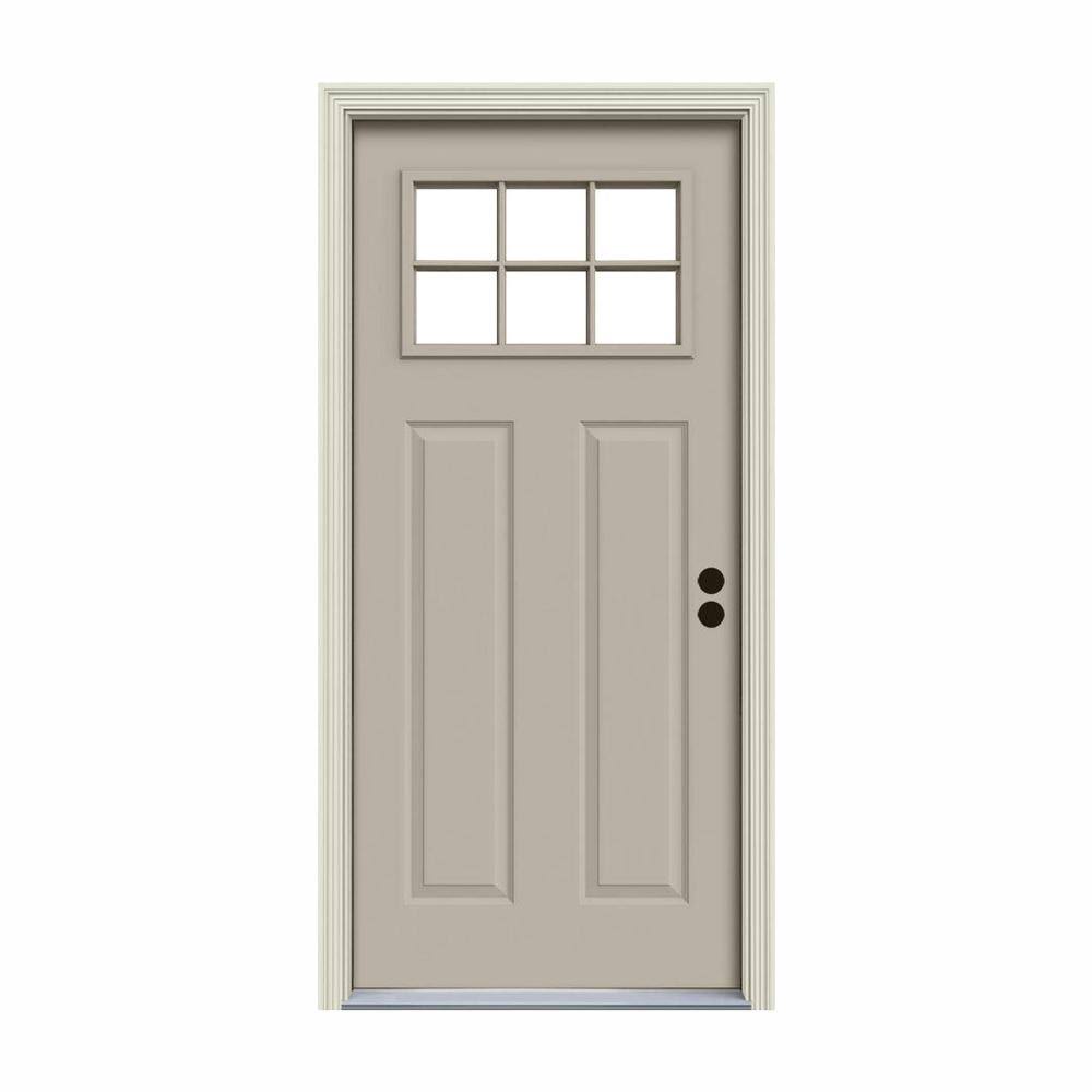 6 Lite Craftsman Steel Prehung Front Door with Brickmould N544