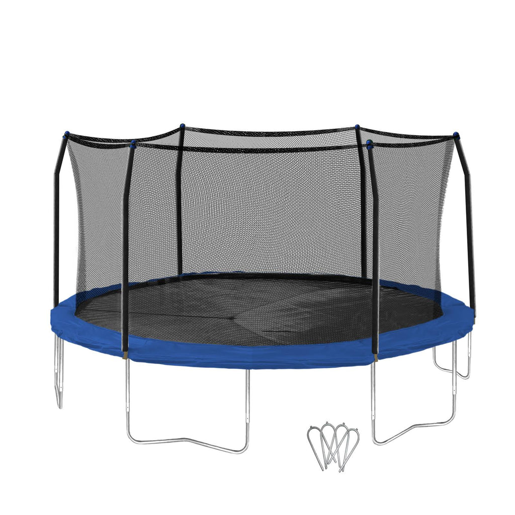 16 ft Trampoline with Wind Stakes, Blue R9200