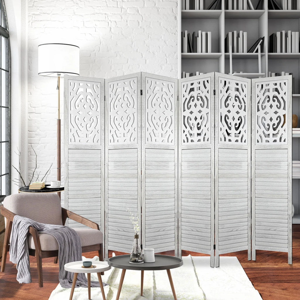 White 6 Panel Room Divider E84693