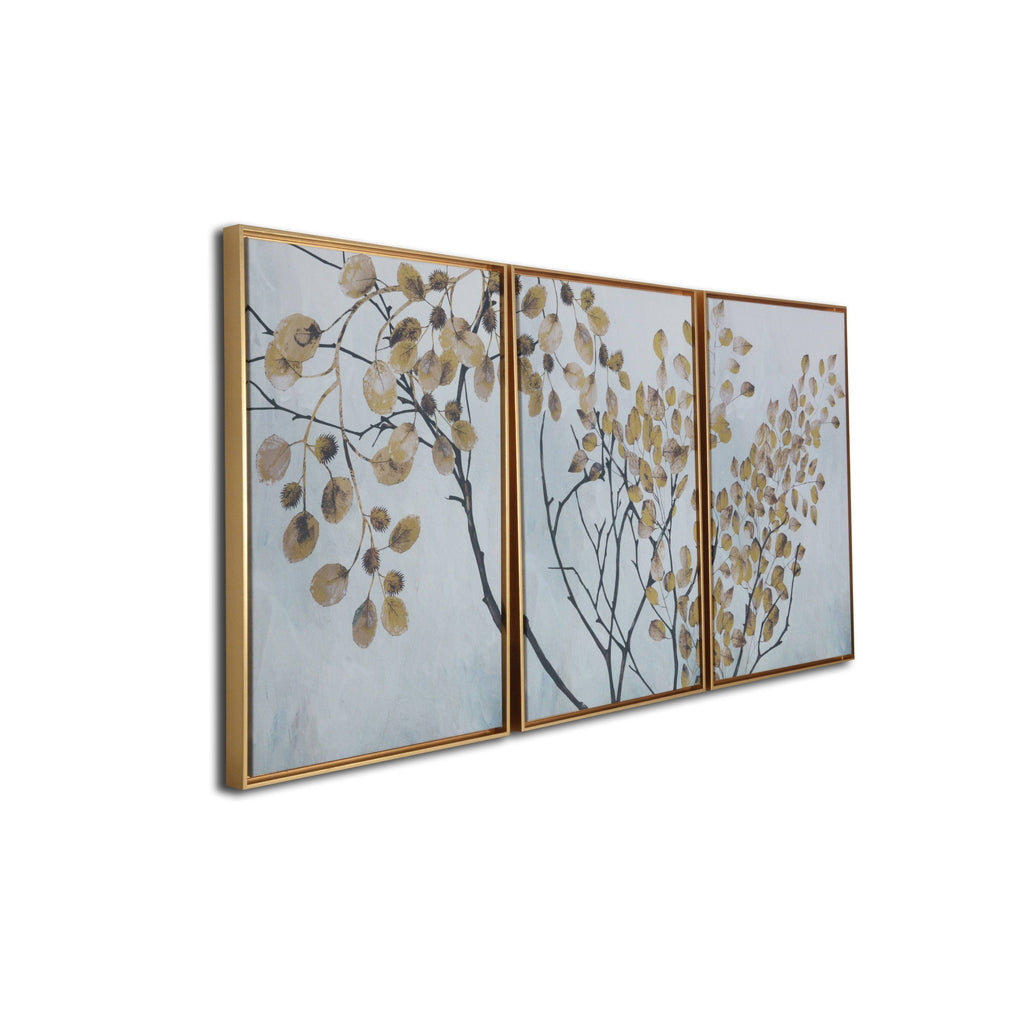 Blue Floating Framed Wall Canvas Triptych S2697