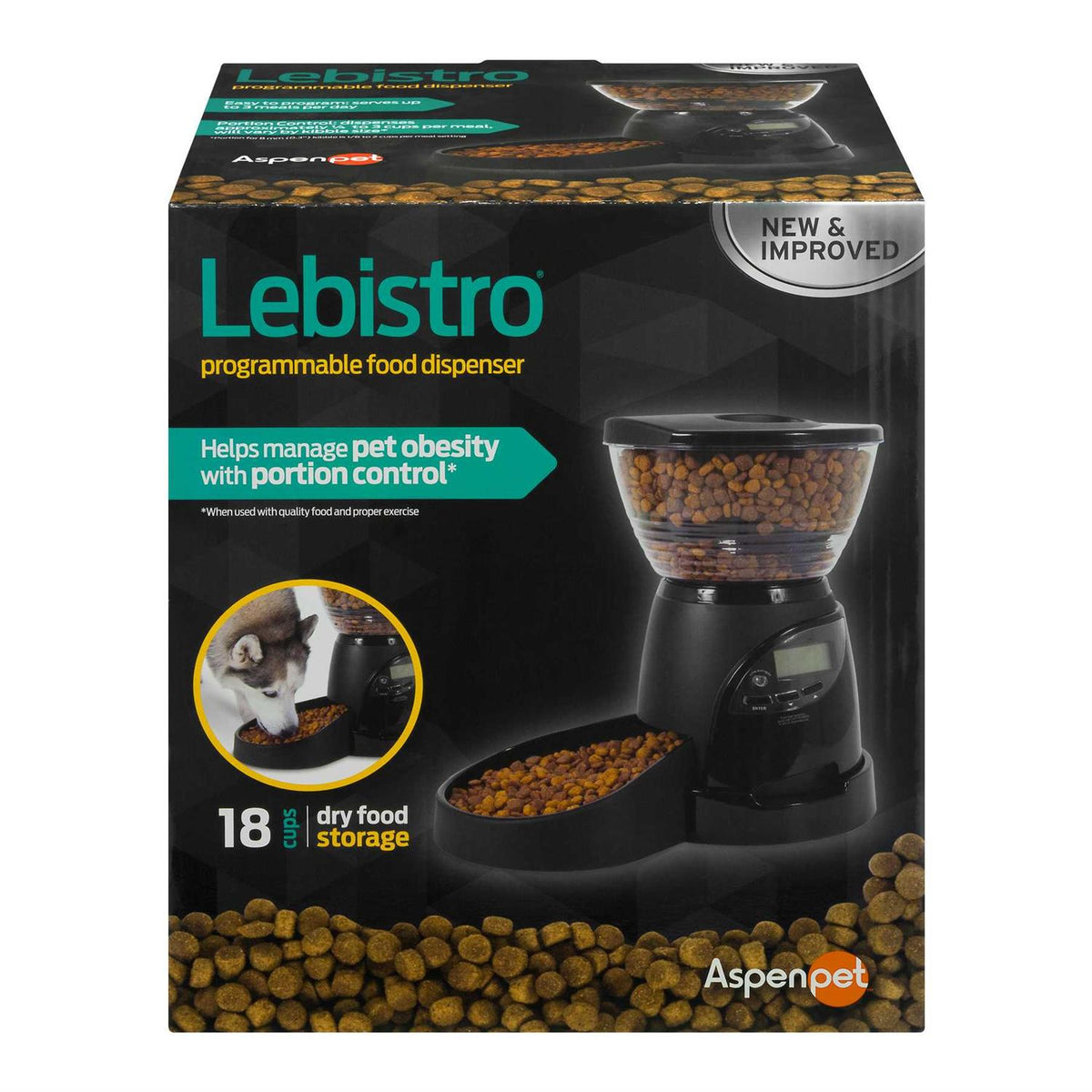 Black Programmable Portion Control Pet Feeder U300679