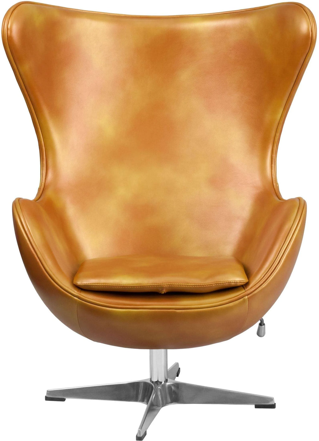 Gold Leather Egg Chair with Tilt-Lock Mechanism O170312