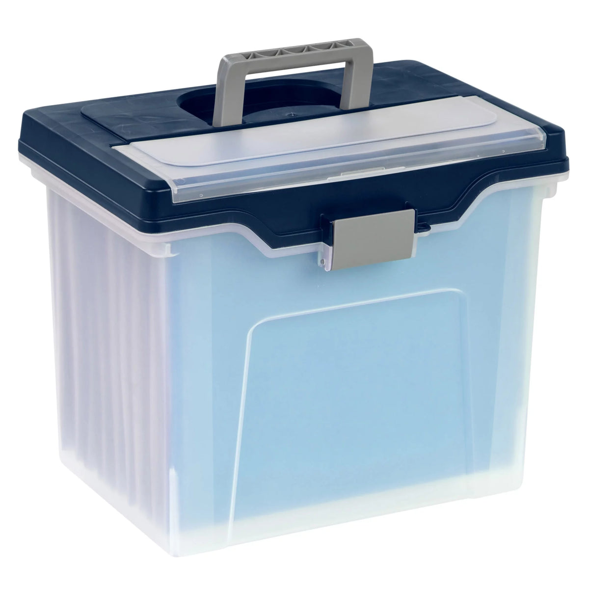 Large Mobile File Box Letter Size Clear Blue W9722