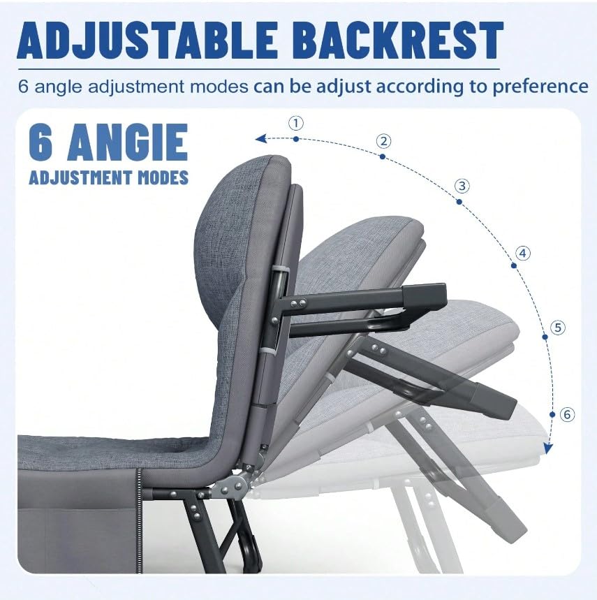 Portable Folding Camping Cot with Pillow Adjustable Backrest Q560
