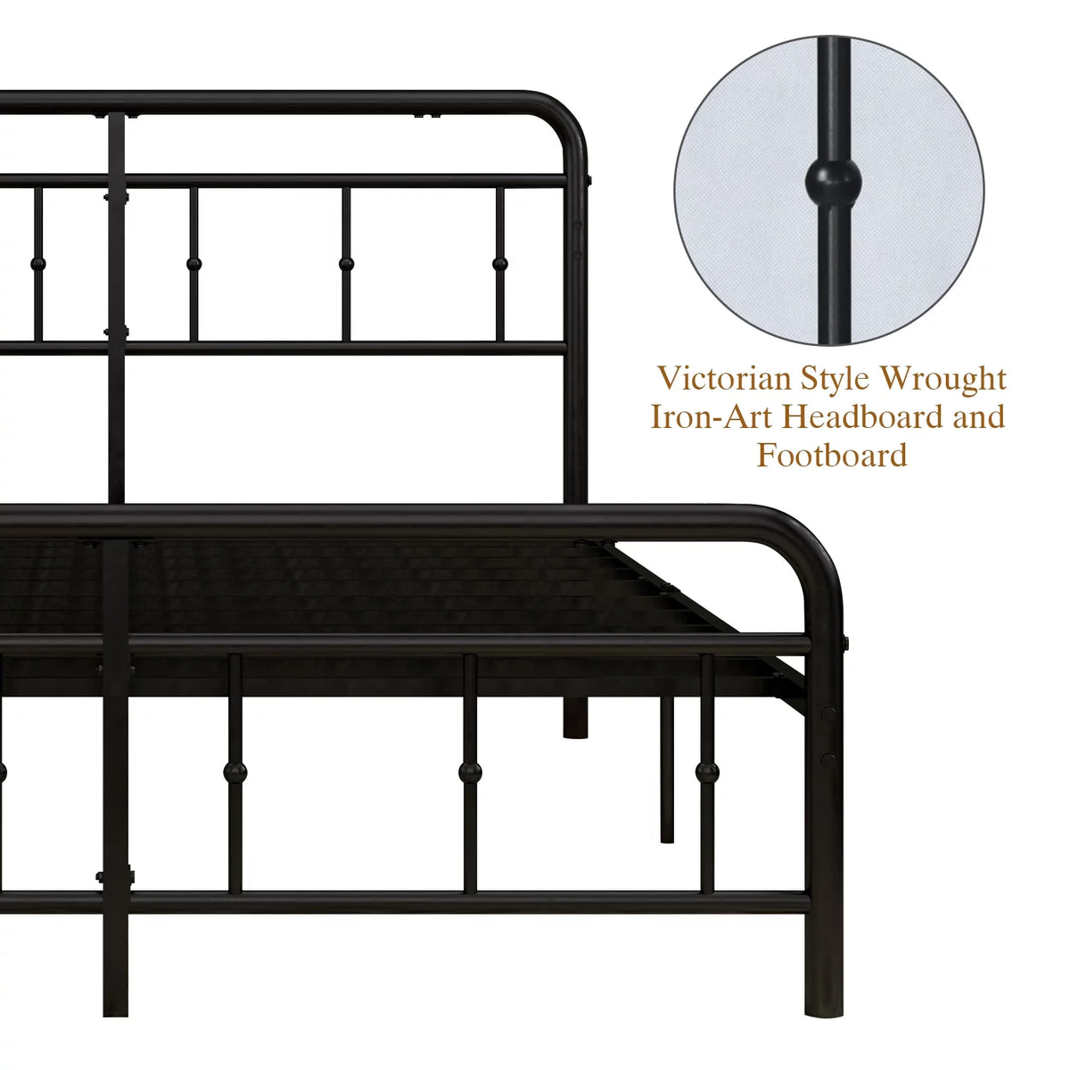Twin Size Metal Bed Frame with Headboard and Footboard I206