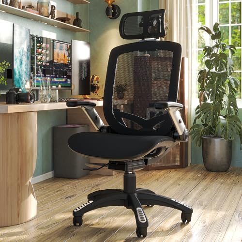 Ergonomic Office Chair with Footrest, High Back Mesh Computer Chair with Flip-Up Arm Z210