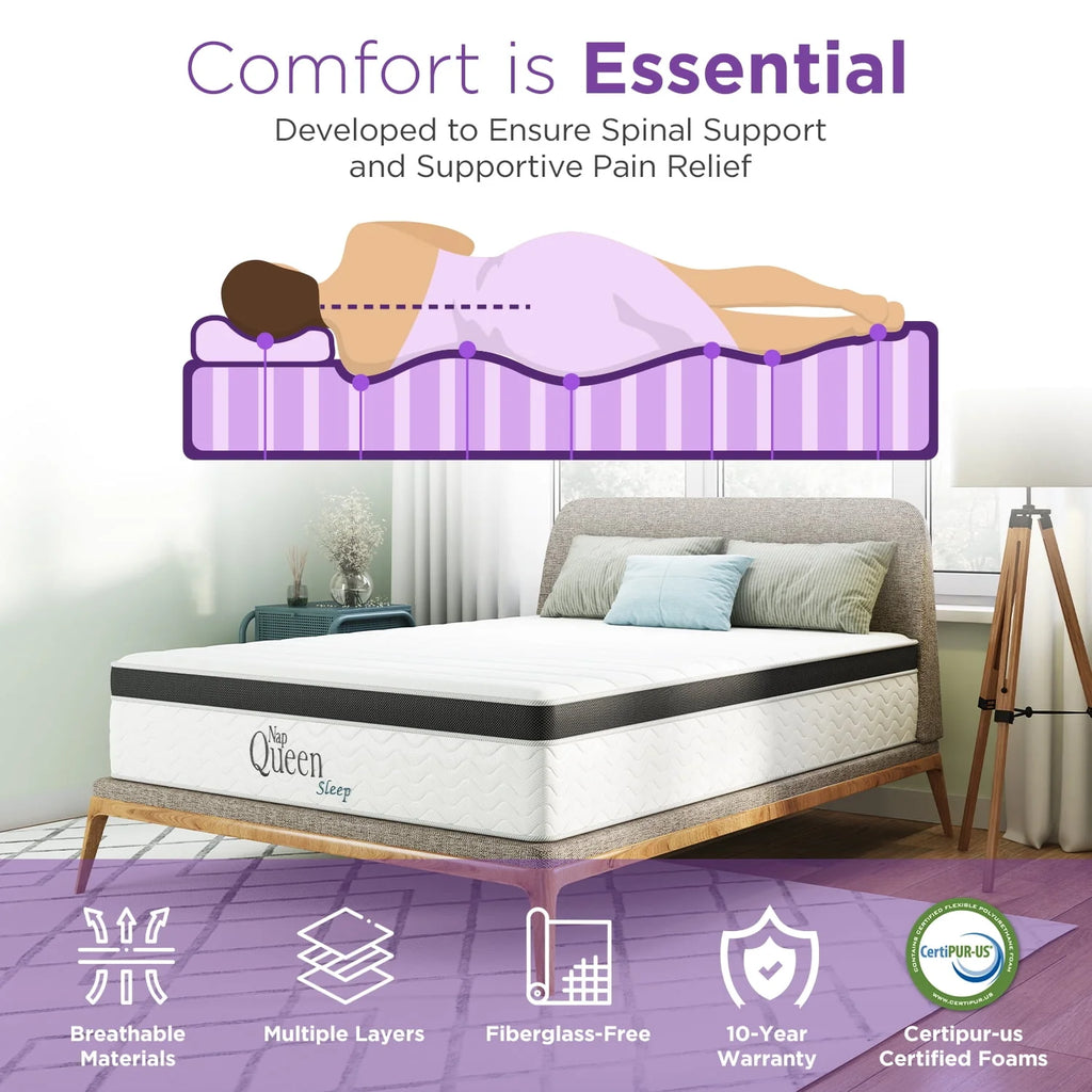 Queen 8” Hybrid Gel Memory Foam and Coils Mattress Y130562