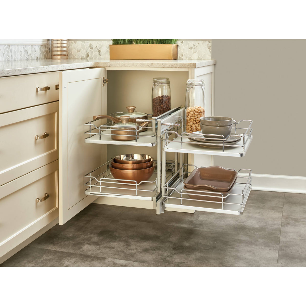 Gray Blind Corner Organizer Soft-Close P639665