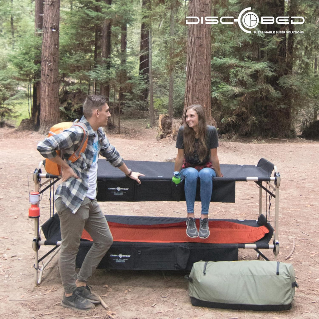 Black 2 Person Outdoor Convertible Bench Camping Cot G9410