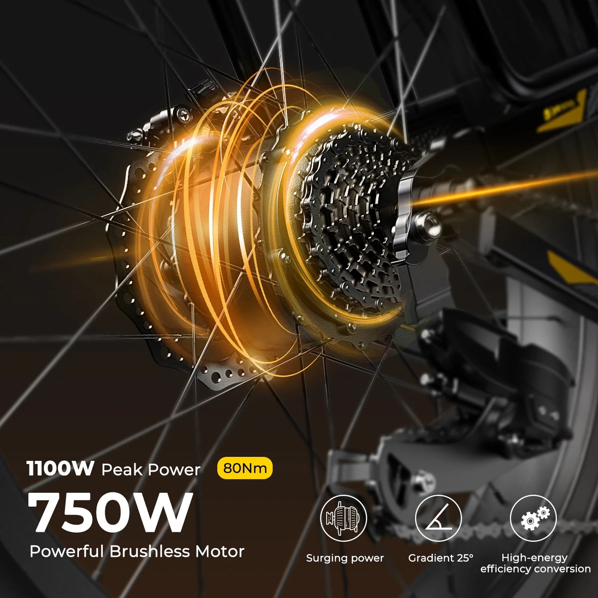 750W Fat Tire Electric Bike 26''x4'' 48V 15Ah G8741