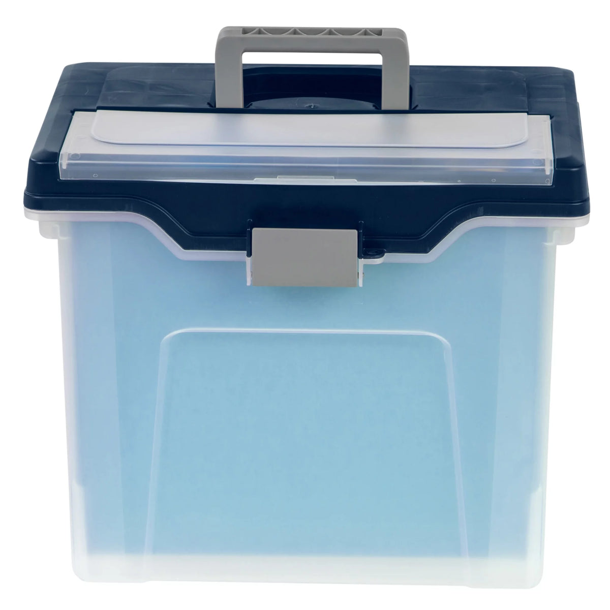 Large Mobile File Box Letter Size Clear Blue W9722