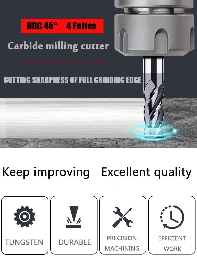1/8 Carbide Square End Mill, 4 Flute, AlTiN Coating O18567