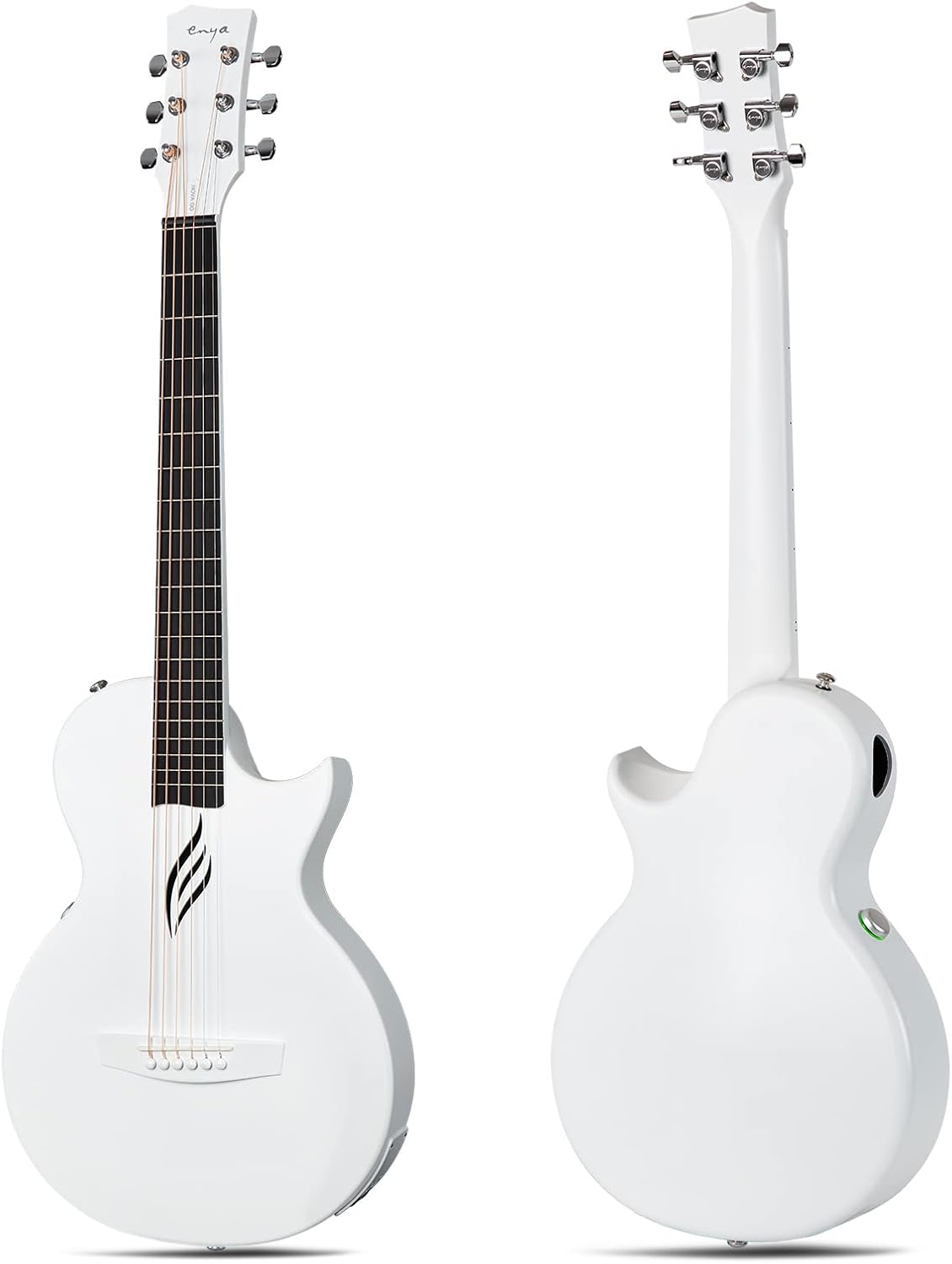 Carbon Fiber Acoustic Electric Guitar 35 Inch Starter Bundle Kit (White) T714