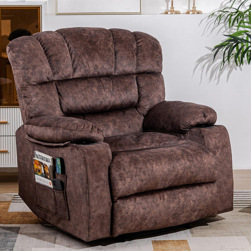Brown Recliner Chair with Cup Holders M2745