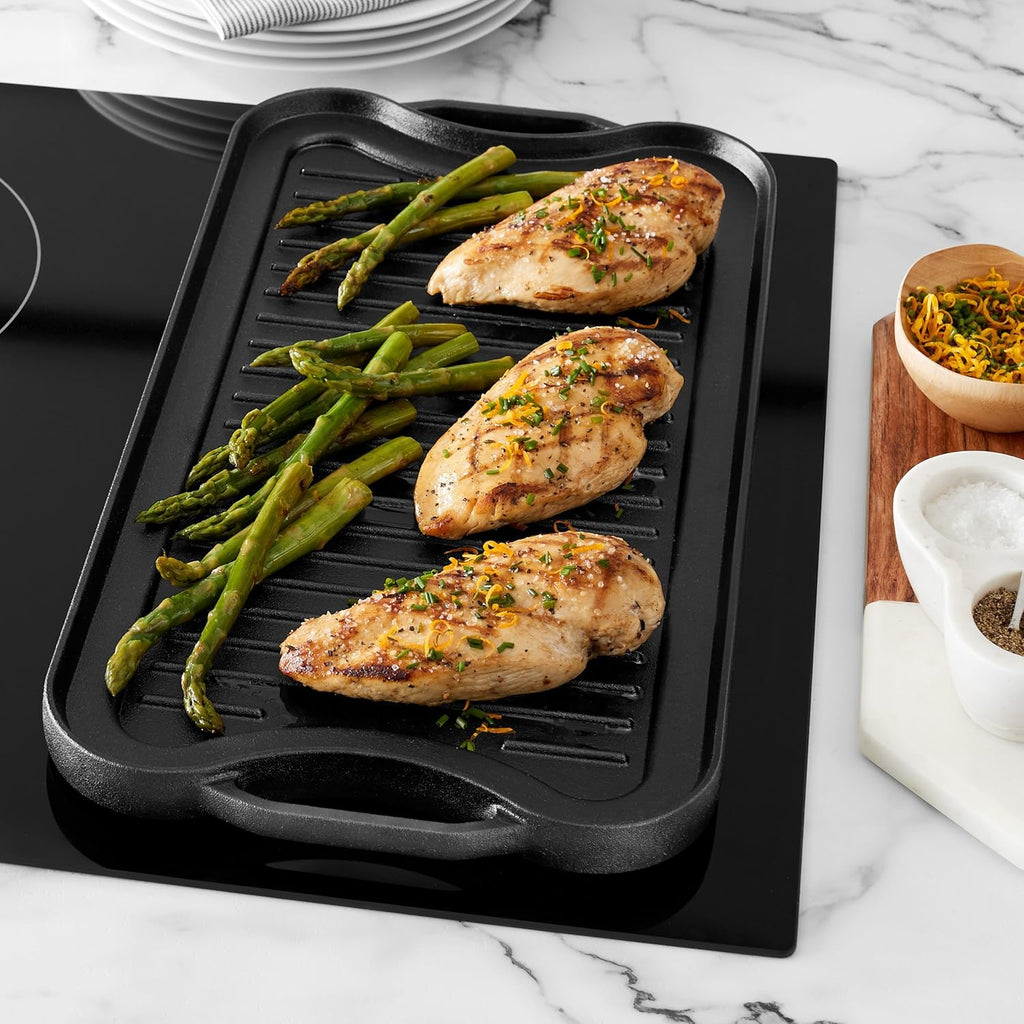 Pre-Seasoned Cast Iron Reversible Rectangular Grill Griddle, Black, 20 x 10.39 x 0.98 inch P92107