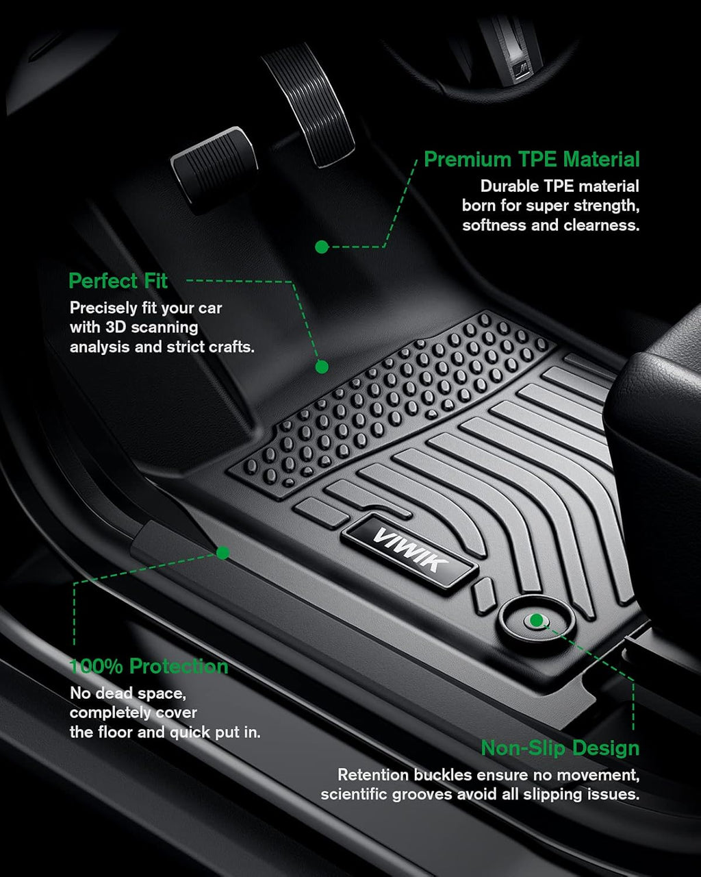 Black Custom Full Set Car Floor Mats Y4614