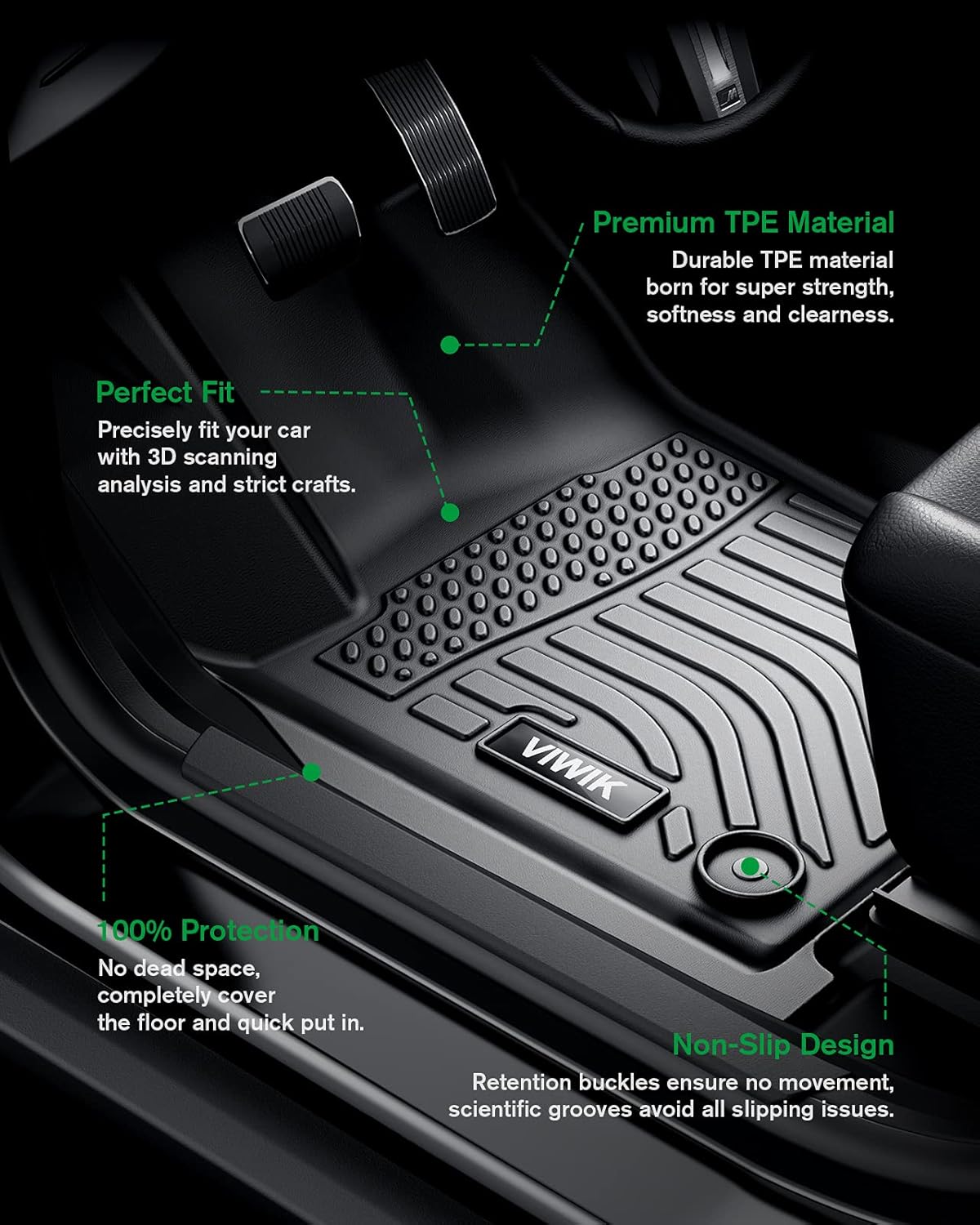 Black Custom Full Set Car Floor Mats Y4614