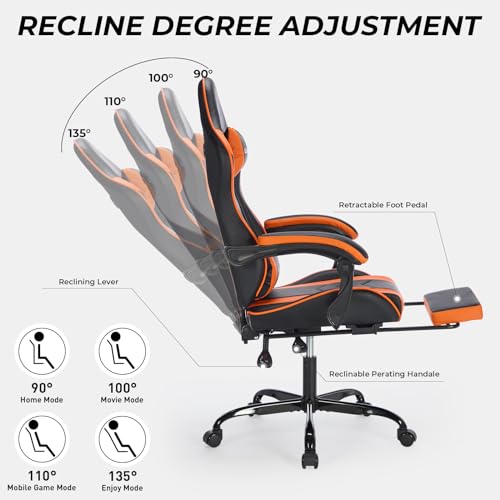Ergonomic Gaming Chair with Footrest and Massage B864411