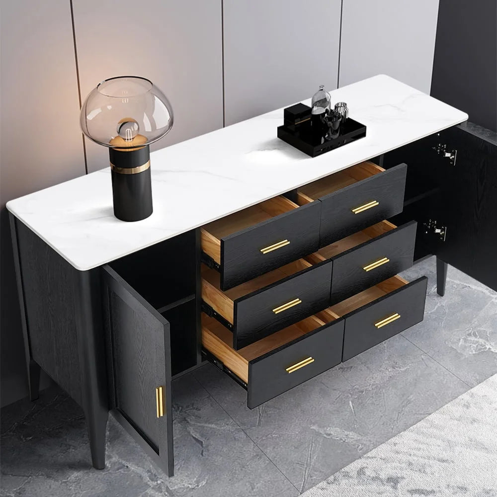 Black Sideboard Buffet with Sintered Stone Top S668274