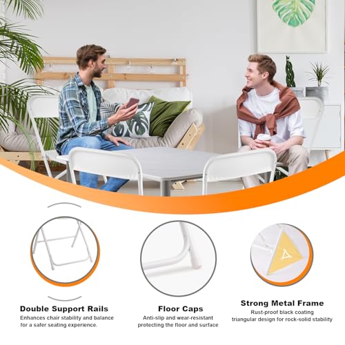 10 Pack White Plastic Folding Chairs 400lbs Capacity H487019