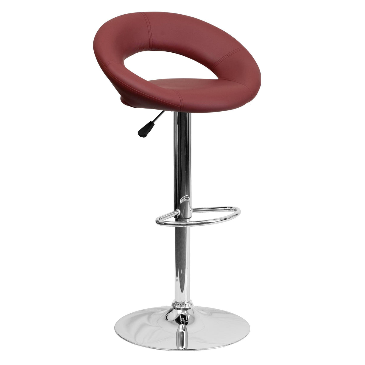 White Vinyl Adjustable Height Barstool with Chrome Base Q714