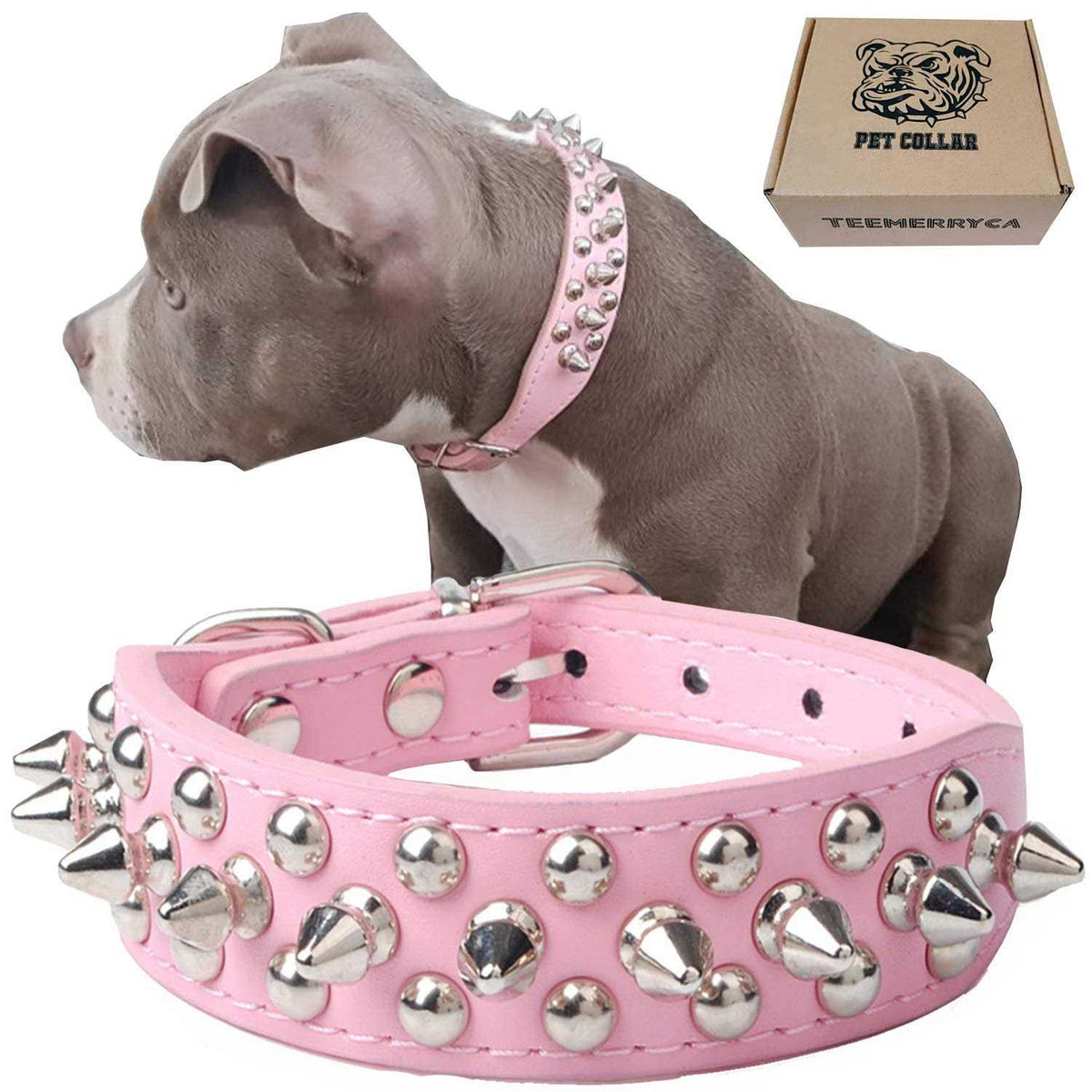 Adjustable Leather Spiked Studded Dog Collars U269688