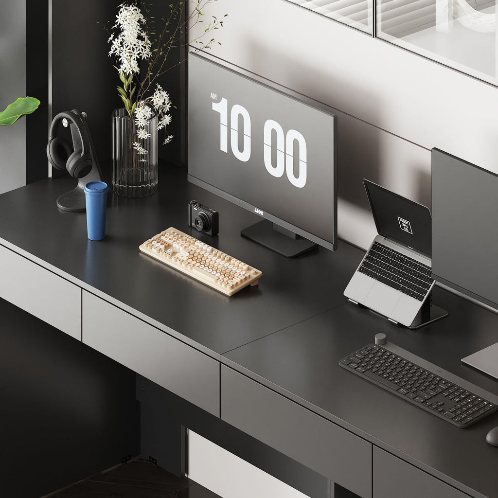 Large Office Desk with 4 Drawers Black Q193044